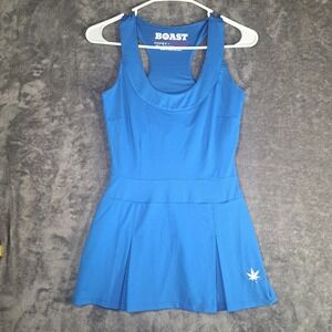 Boast Court Tennis Dress Blue Racerback Pleated Skirt Athletic Pickleball Golf